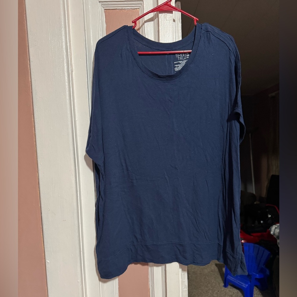 Time and Tru Dark Blue Short Sleeve Tee
